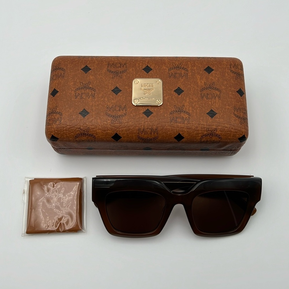 MCM Brown Plaque Logo Sunglasses 51mm